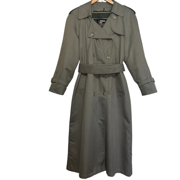 Vintage London Fog Classic Olive Green Trench Coat Size 10 - Picture 14 of 15